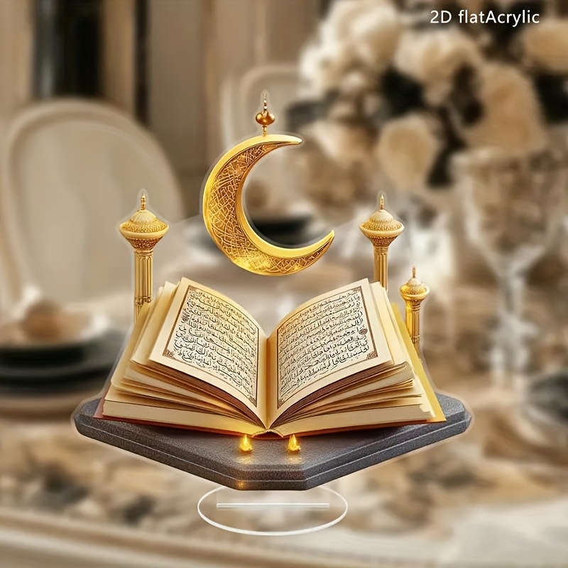 1pc 2D Flat Elegant  Acrylic Crescent Moon Tabletop Decoration Boho Style Golden