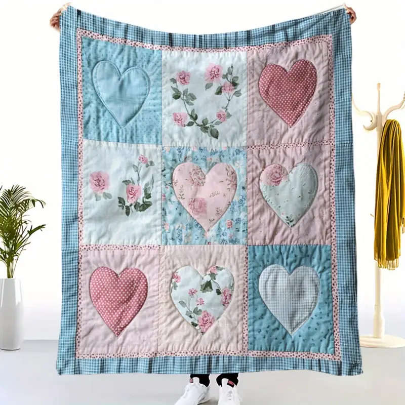 1 Vintage Heart Patchwork Quilt 130*150CM