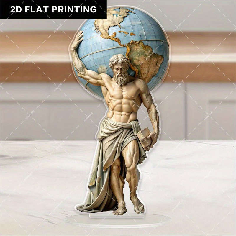 1pc 2D Flat   Acrylic Hercules Greek Mythology Statue Classical Desktop Artwork with Detai