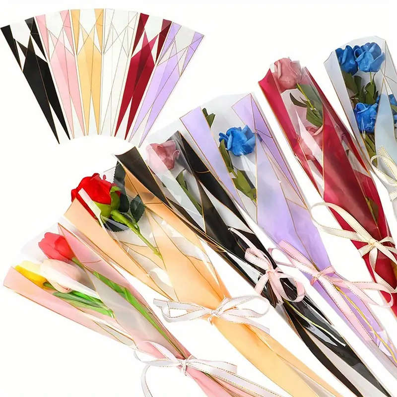 50-Pack Of Floral Plastic Flower Sleeves