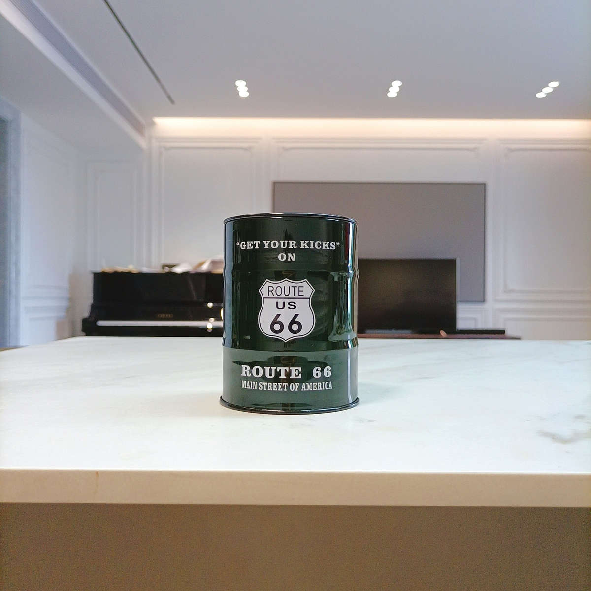 1pc Vintage Route 66 Metal Ashtray Retro Rectangular Decorative Tin with Get Your Kicks Des