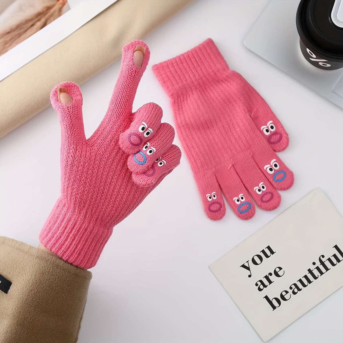 1 Pair Yellow Warm Gloves