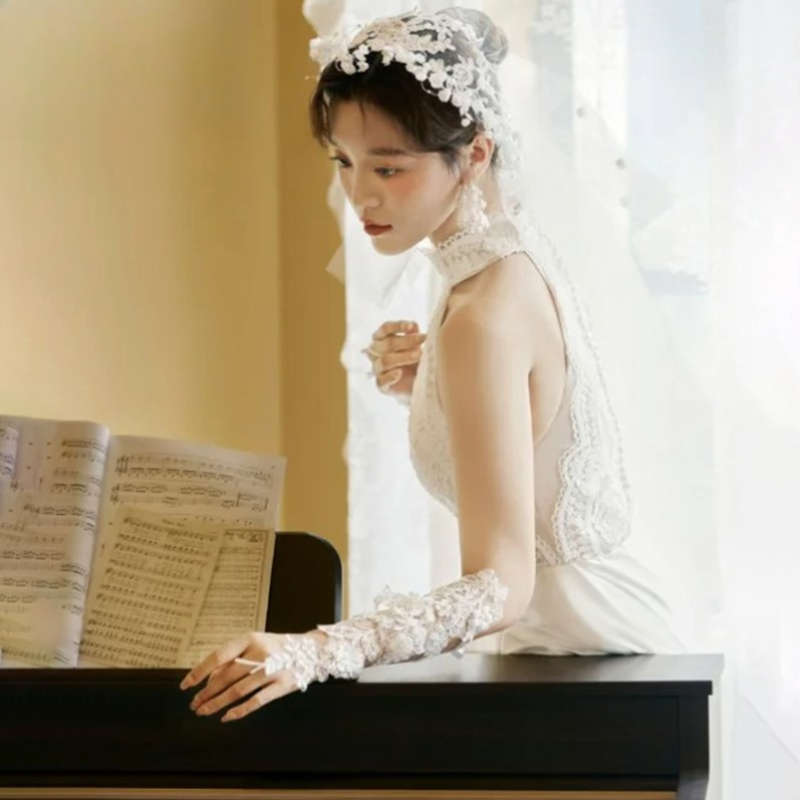 1 Pair Rose Bridal Long Sleeves