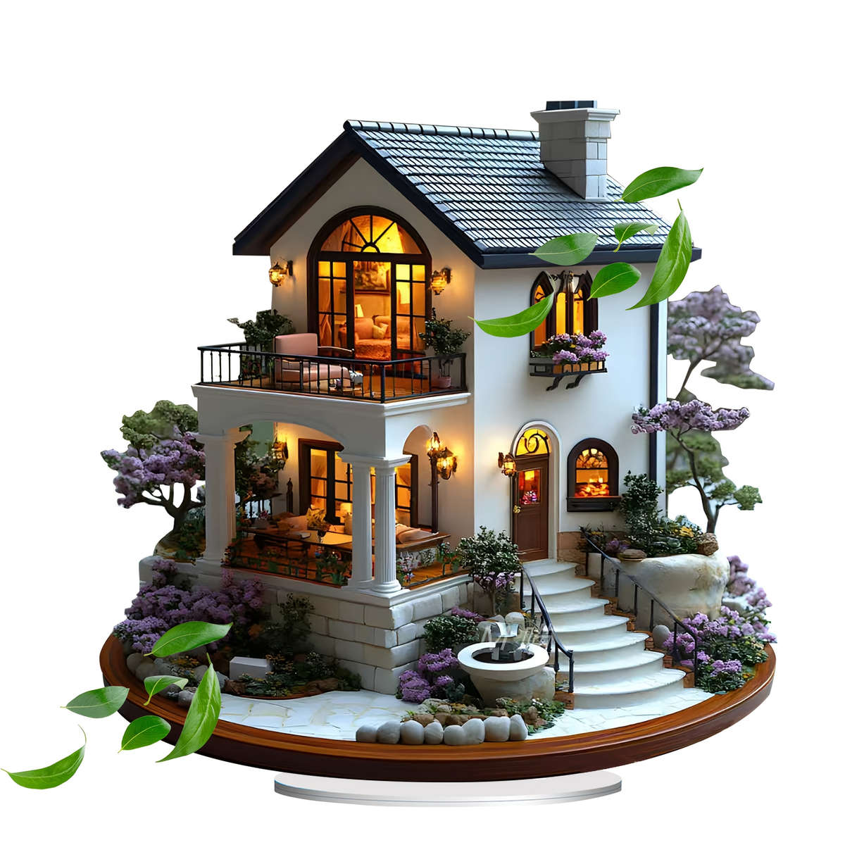1pc 2D Flat  A  Acrylic Decoration Featuring a Charming Garden Courtyard Design in a Rustic Styl
