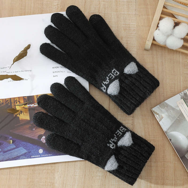 1 Pair Gray Warm Gloves