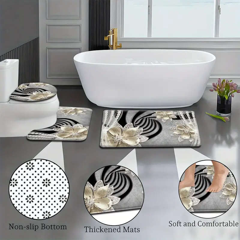 3 Piece Bath Mat Set