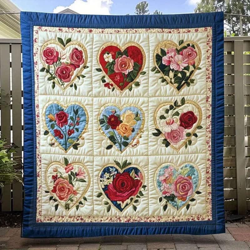 1 Vintage Floral Heart Quilt Throw Blanket 130*150CM
