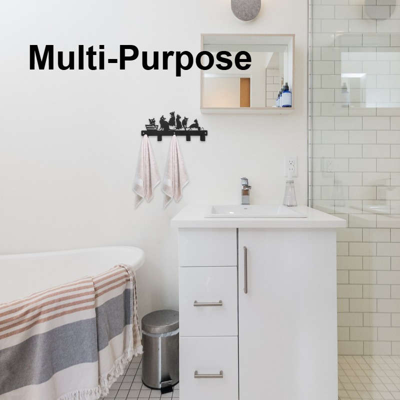 Cat-Themed Wall-Mounted Coat Rack Holdermulti-Purpose Iron Hooks