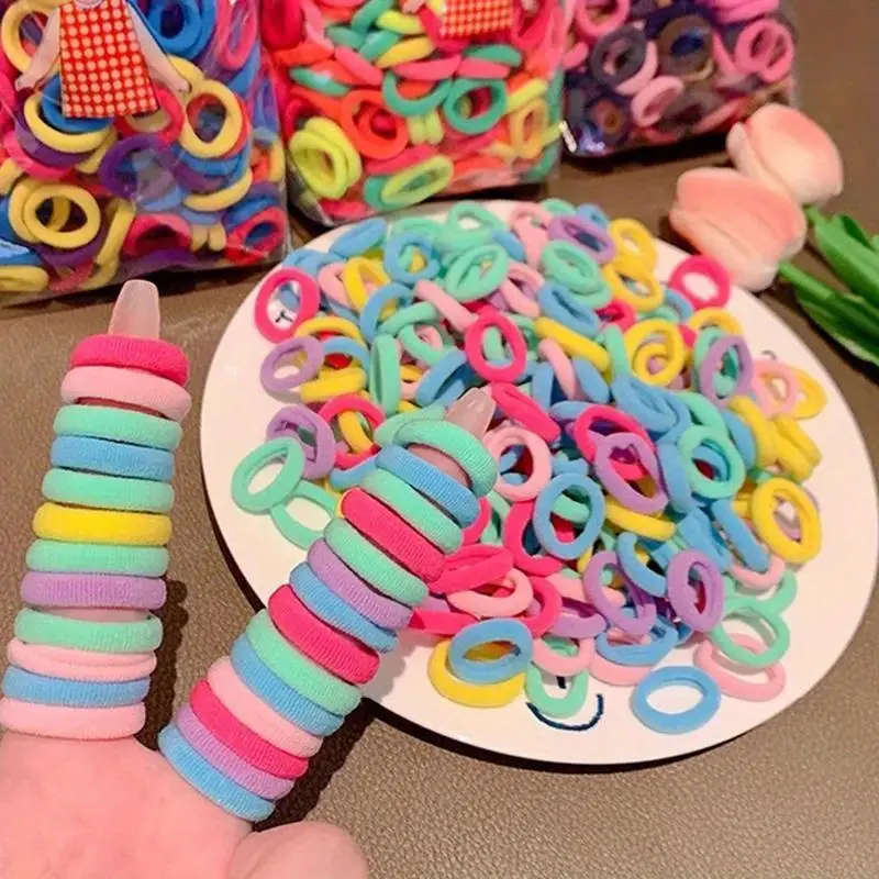 100Piece Vibrant Colorful Elastic Hair Bands For Girls
