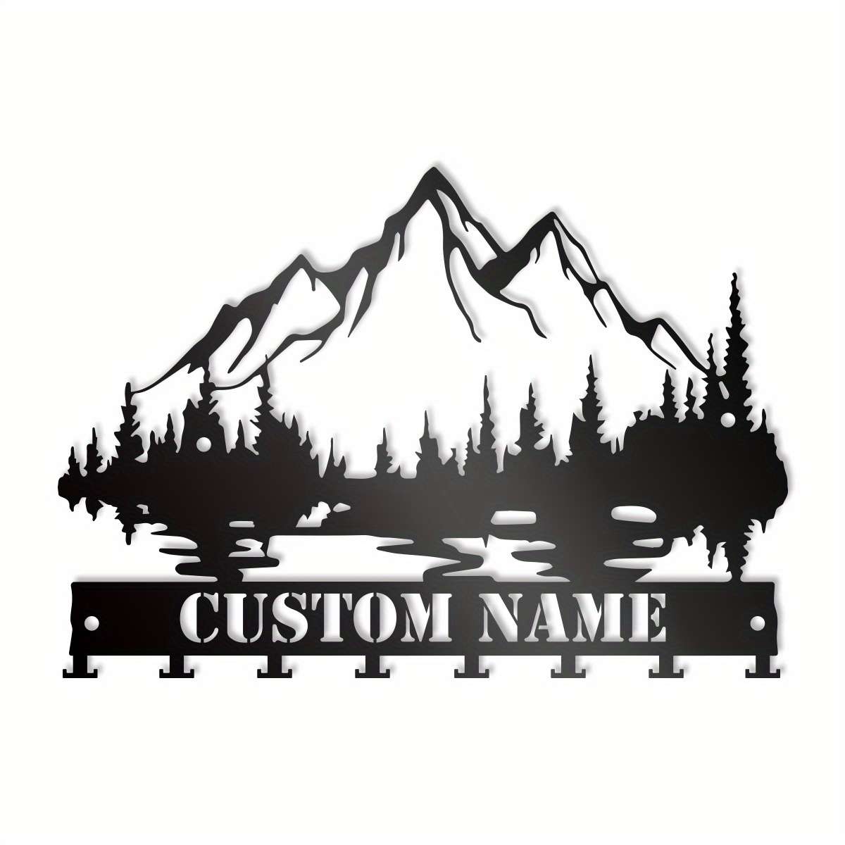 1pc Custom Mountain Forest Key HolderPersonalized Metal Wall Art with Lake  Tree Silhouettes La