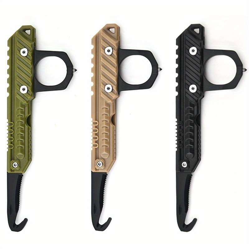 1pc Compact Folding Utility Knife Stainless Steel Multitool with Serrated Blade Rope
