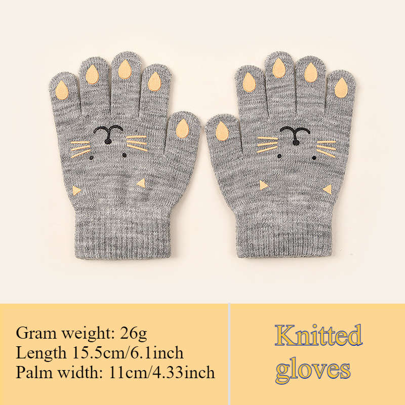1 Pair Gray Cat Warm Gloves
