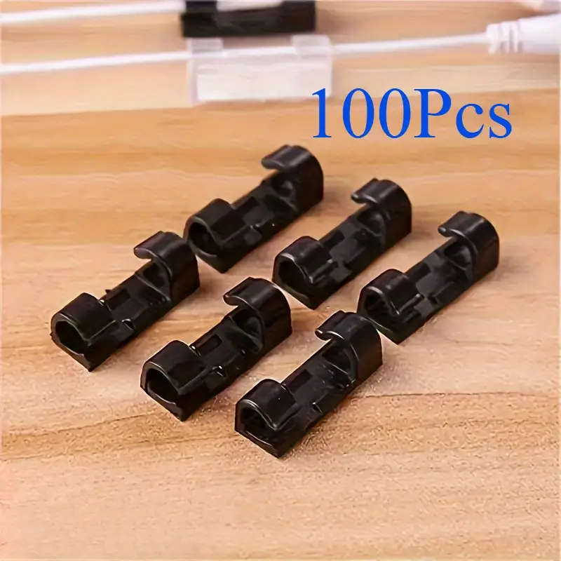 Brand New 100pcs Cable Clips Black Adhesive Cable Clips