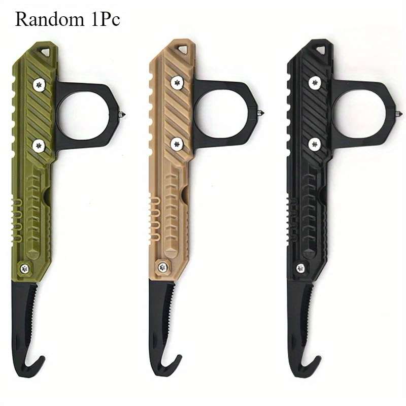 1pc Compact Folding Utility Knife Stainless Steel Multitool with Serrated Blade Rope