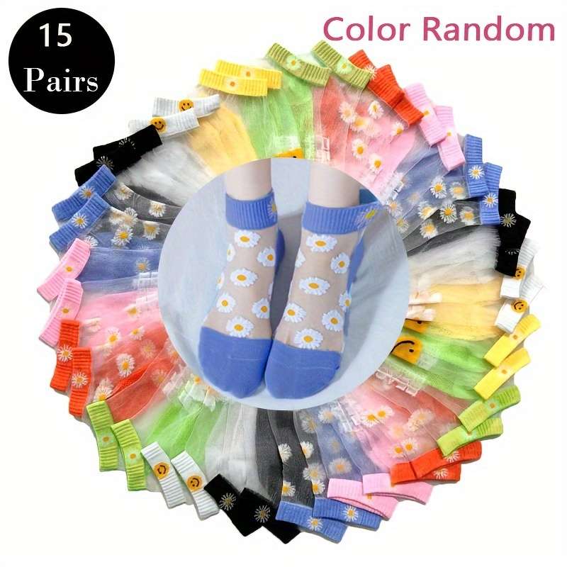 5 Pairs Of Random Colors One Size High Elastic Socks