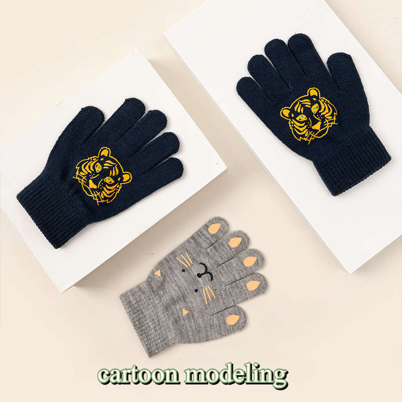 1 Pair Gray Cat Warm Gloves
