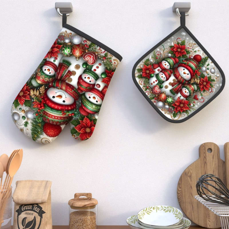2pcs Heat Resistant Oven Mitts And Potholders