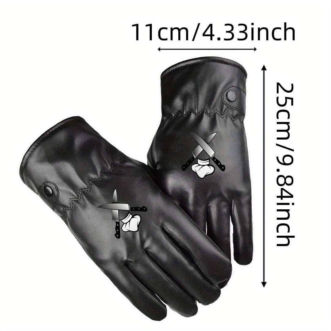 1 Pair Black Warm Gloves