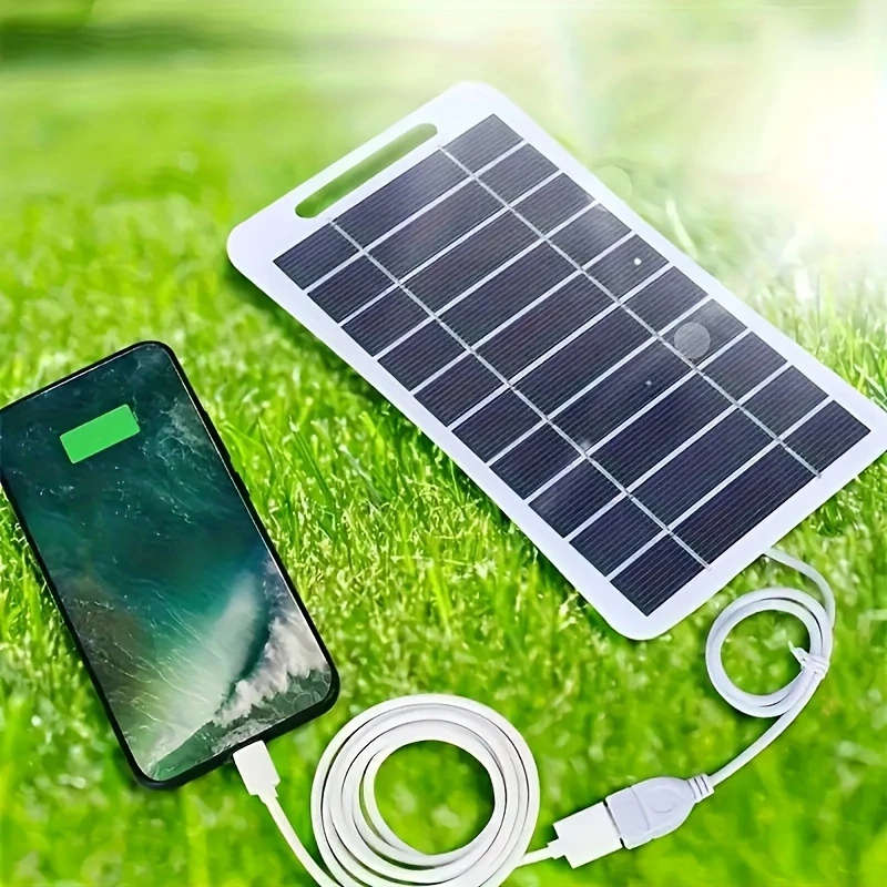 1pc Portable USB Solar Panel Charger Compact Multi-Function Outdoor Power Bank with LED Indicator Li