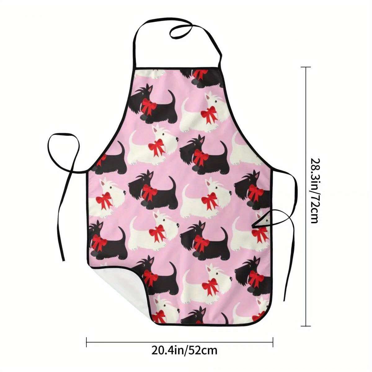 1pc Funny Cute Scotties Dog Bib Apron for Men Women Unisex Kitchen Chef Apron with Adorable