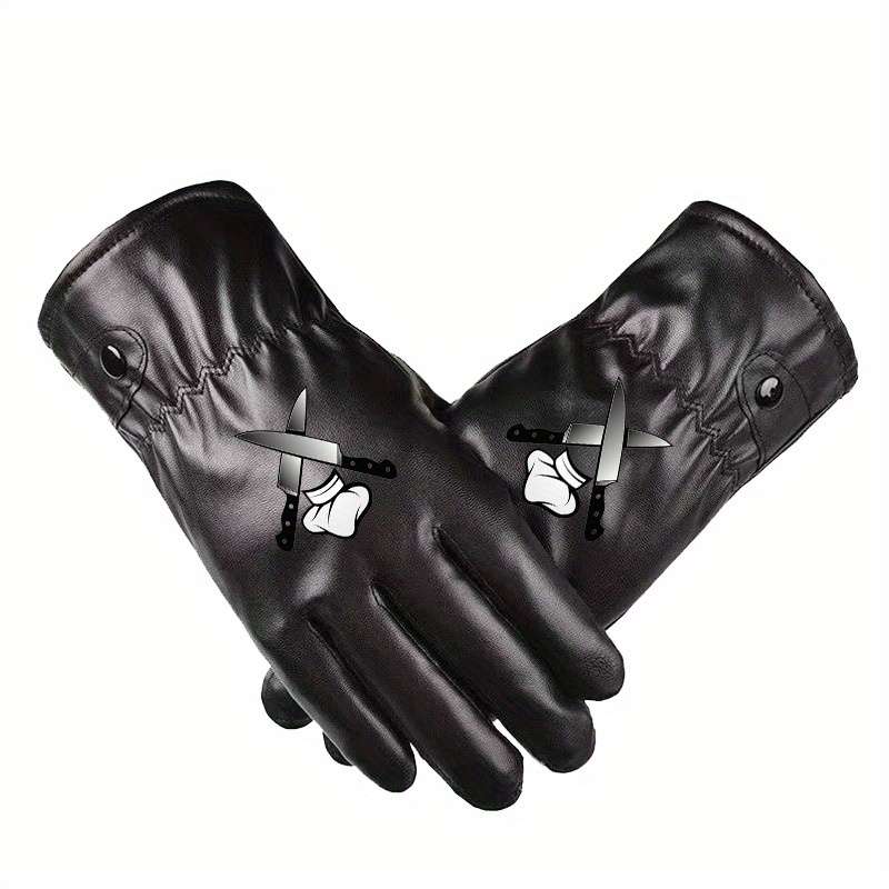 1 Pair Black Warm Gloves