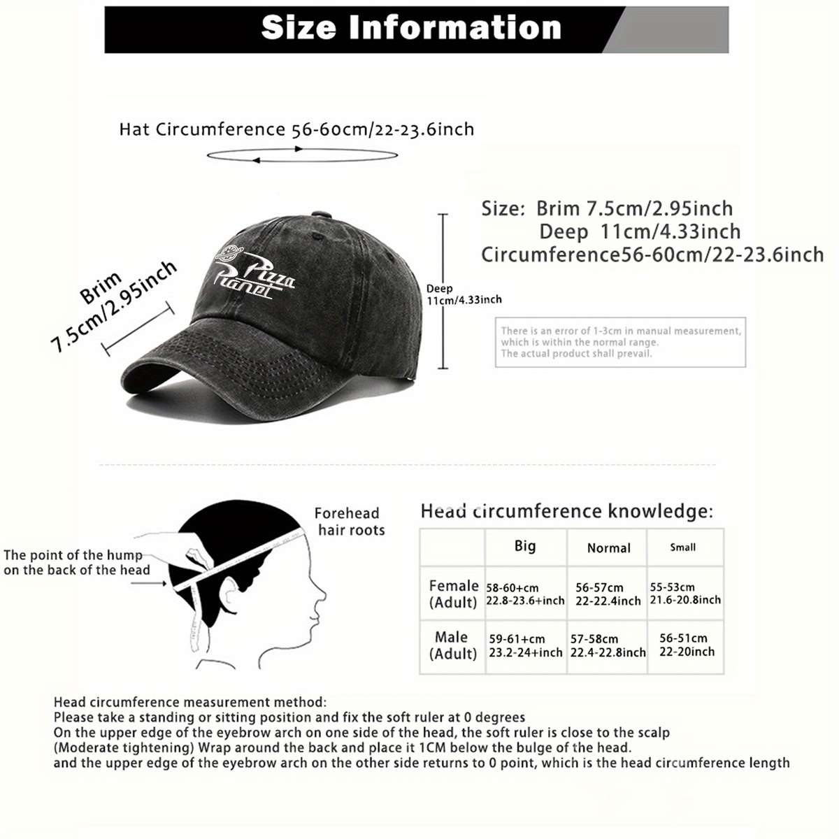 1pc Adjustable VERG Pizza Planet Embroidered Baseball Cap Sun Protection Washed Gray Polyester U