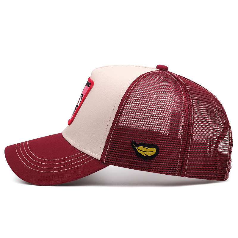 1pc Unisex Adjustable Breathable Trucker Hat with Cartoon Embroidery Mesh Back Panel Durable