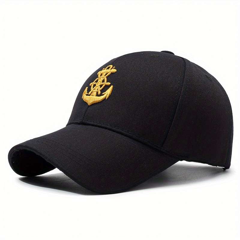 Anchor Baseball Cap Trendy Nautical Design Breathable Polyester Sun Protection Available I