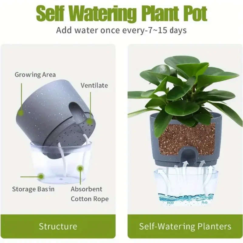 10-Pack Of Self-Absorbing Double-Layer Plastic Flower Pots
