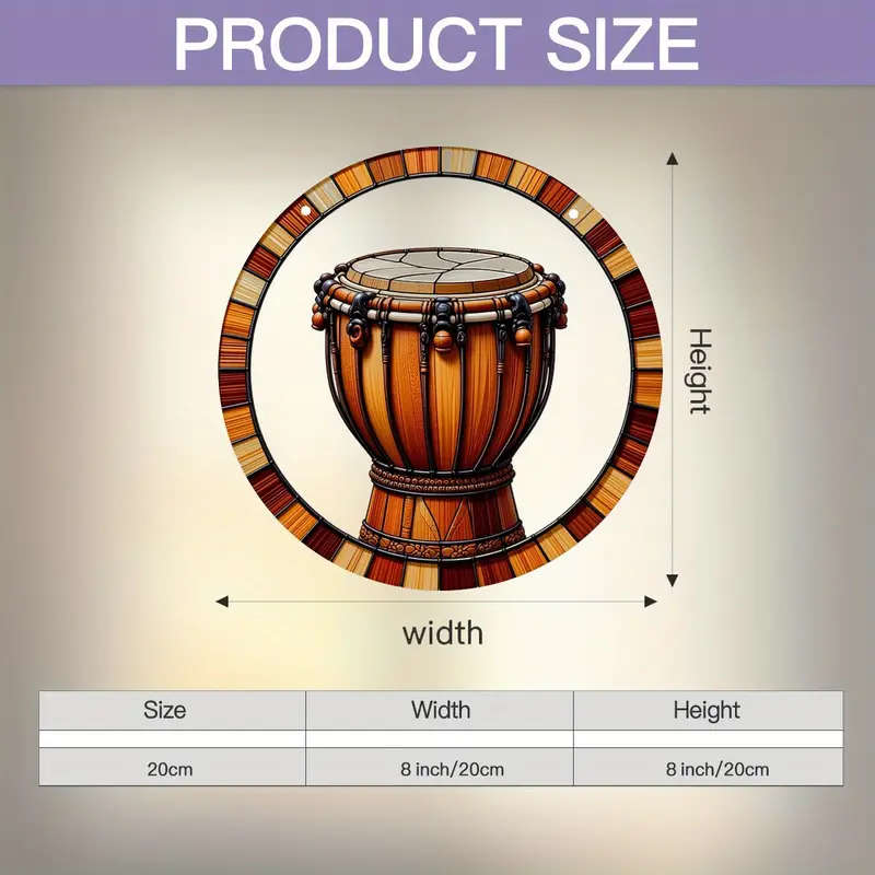 1pc Vintage Style Acrylic Drum Shell Wall Hanging Decor Handcrafted Hardwood Multipurpose No Electri