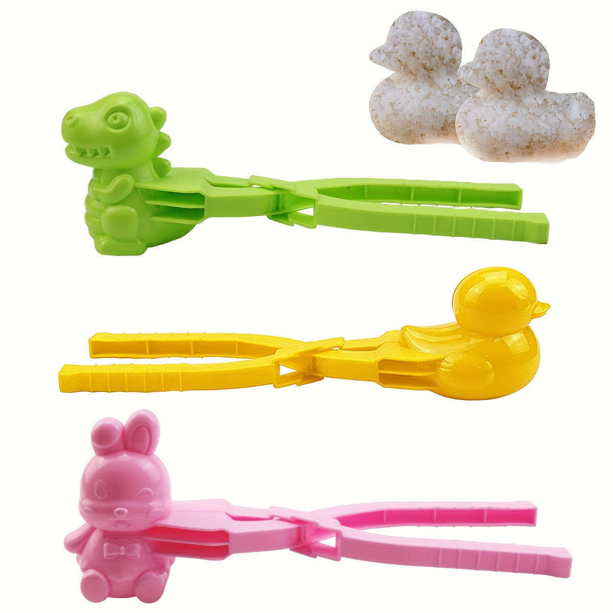 3pcs Rice Ball Molds Set Cute Animal Shaped Rice Balls Dinosaur Rabbit Duck Designs Plastic