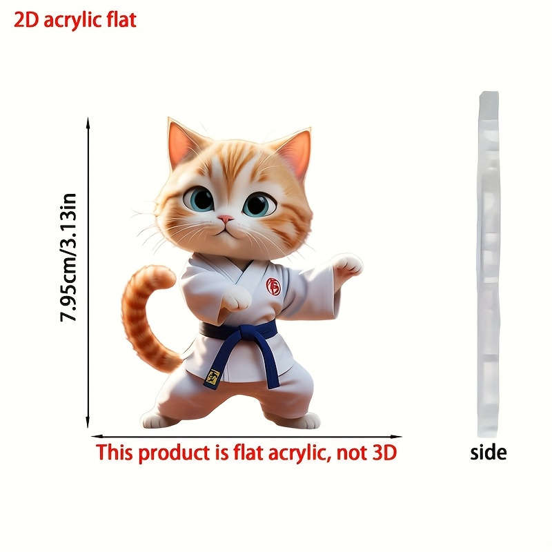 2D Flat Car Pendant Cute Jiu-Jitsu-Kitten Car Interior Holiday Decoration Acrylic Coup