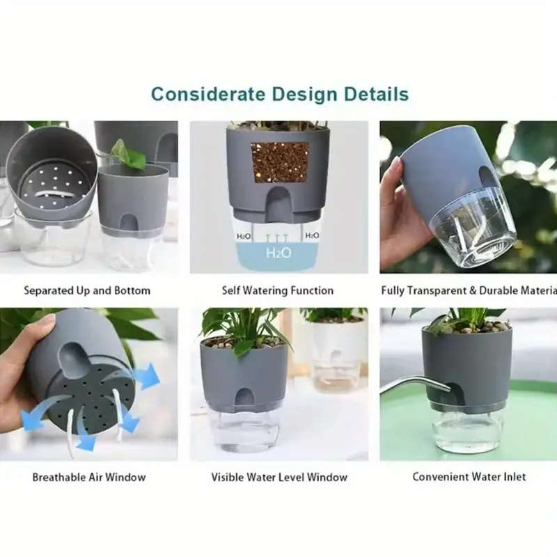 10-Pack Of Self-Absorbing Double-Layer Plastic Flower Pots