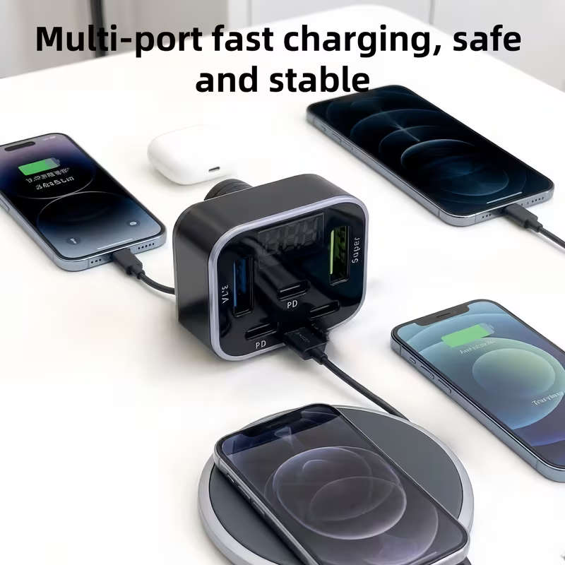 30W PD Car Charger With 5 Quick Charging Ports