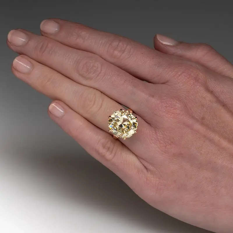 Gold-Plated Copper Ring with Oversized Yellow Cubic Zirconia