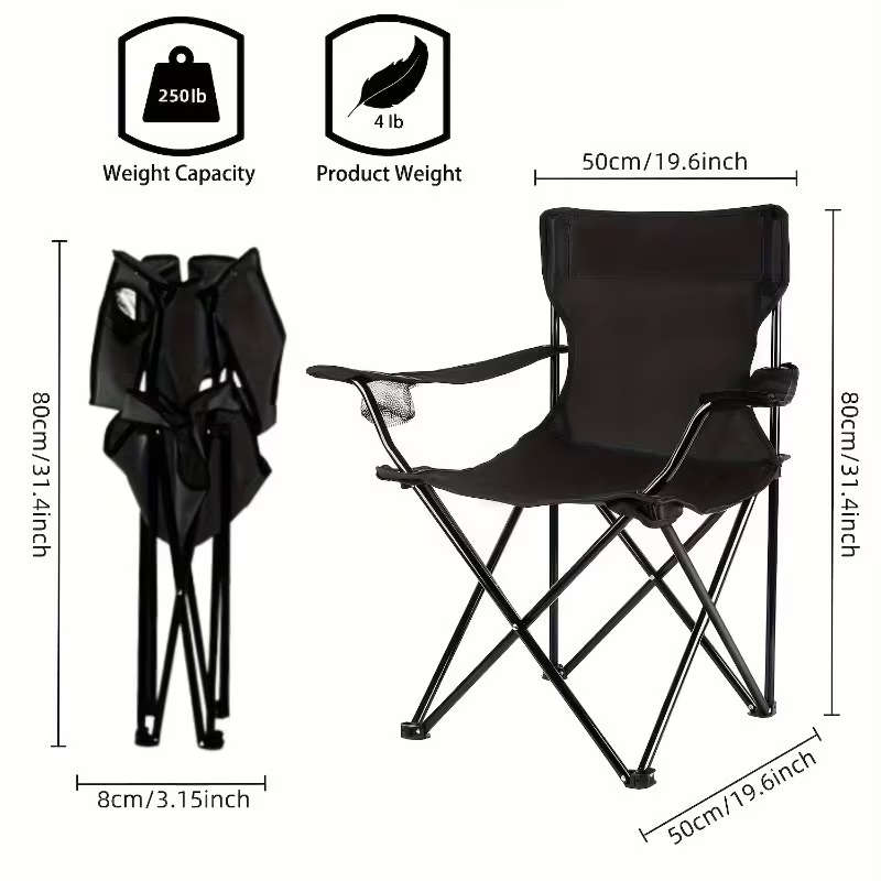 2 Heavy-Duty Folding Camping Chairs