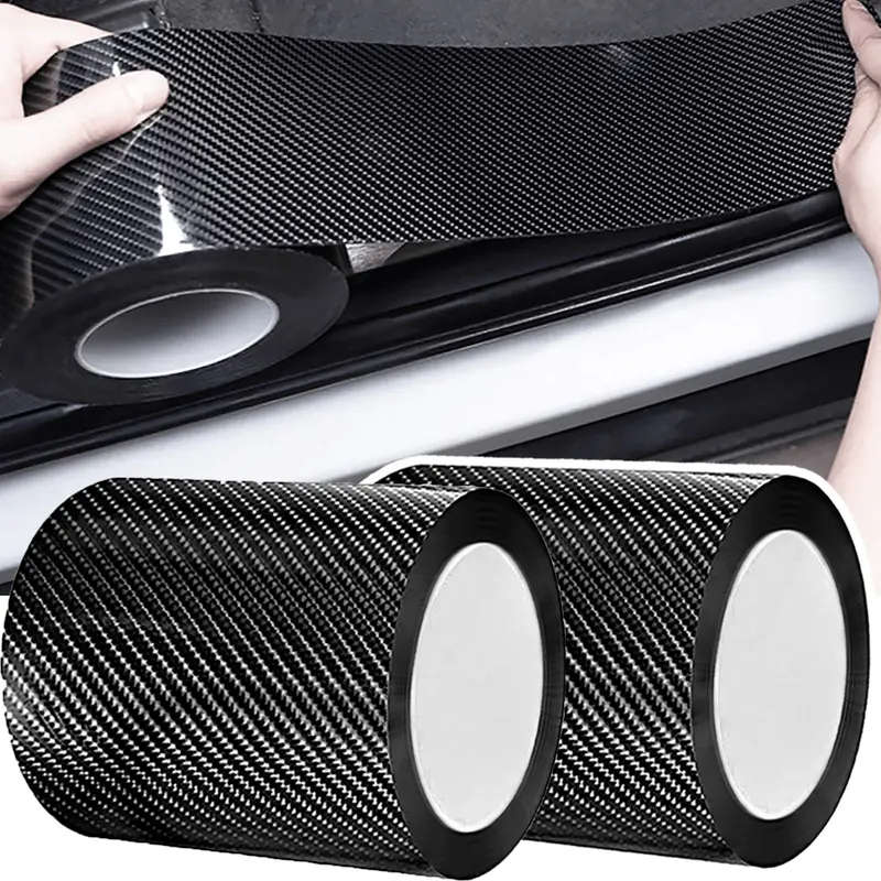1 Roll 3D Nano Carbon Fiber Car Door Sill Protector 1m PVC Waterproof Anti-Scratch Adhesive Tape