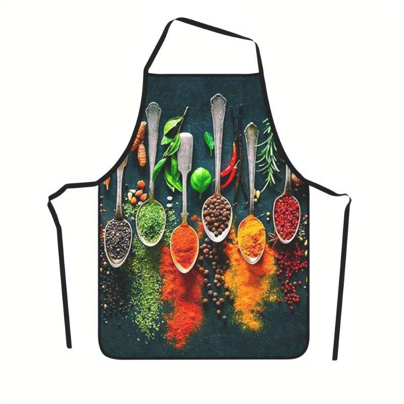 1pc Vibrant Spice Design Kitchen Apron Extra Large Sleeveless Durable Polyester Ideal for Cook