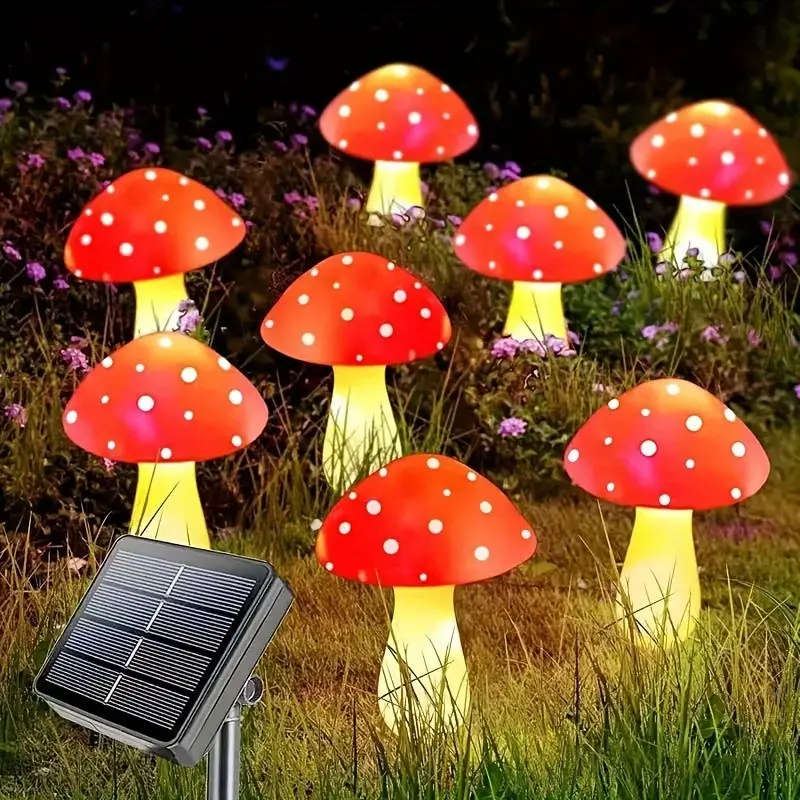 8 Solar Mushroom Lights