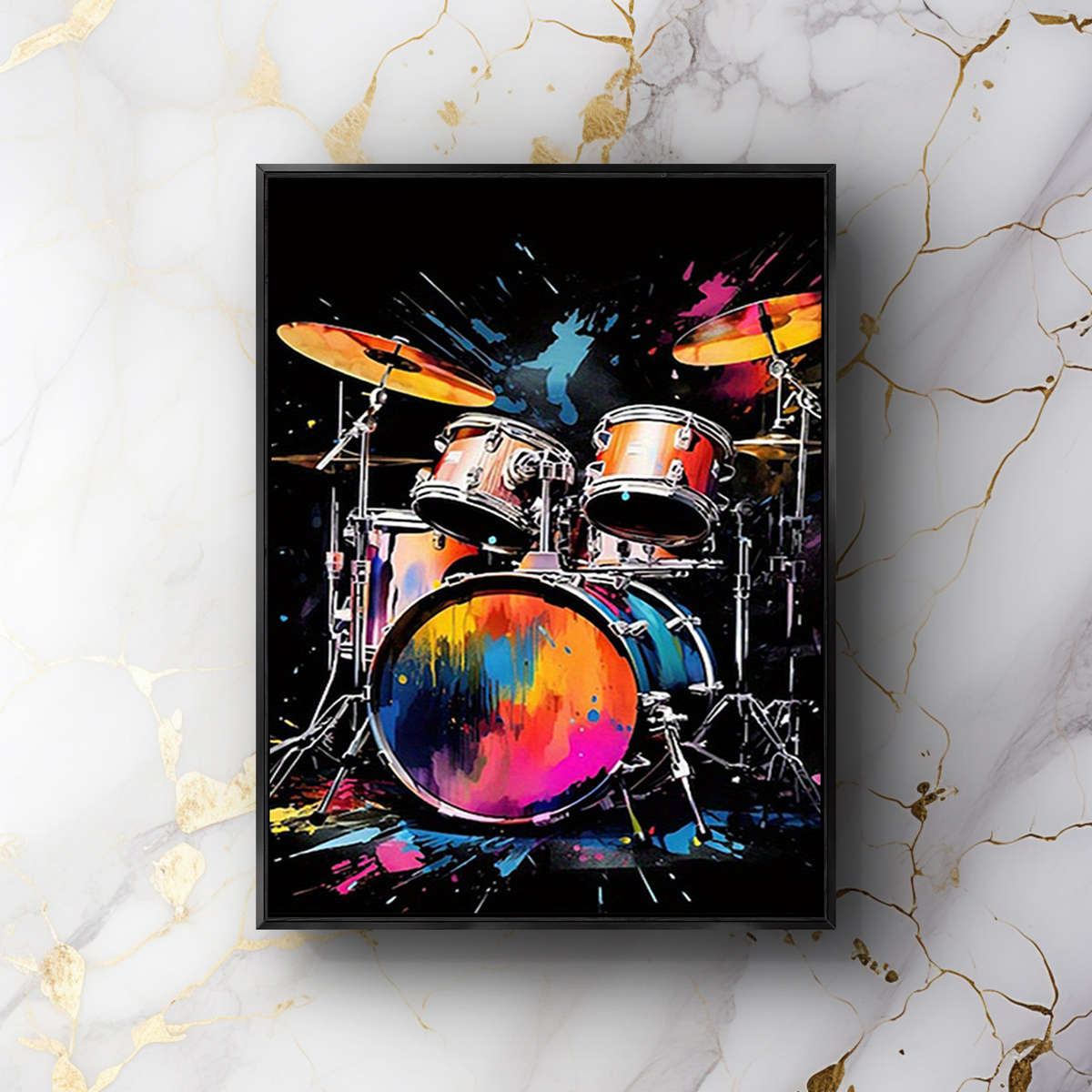 1pc Room Decor  Drum Canvas Art Print Vibrant Music Instrument Wall Decor for Studio Home O