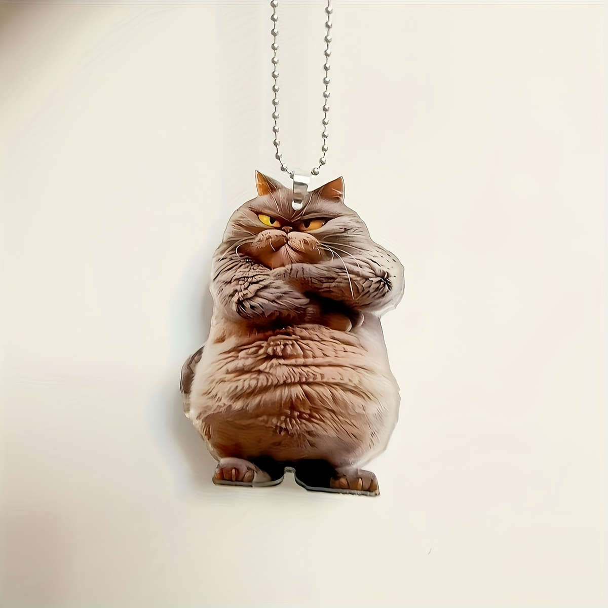 1pc 2D Flat Modern Style Printed Acrylic Cat Car Ornament