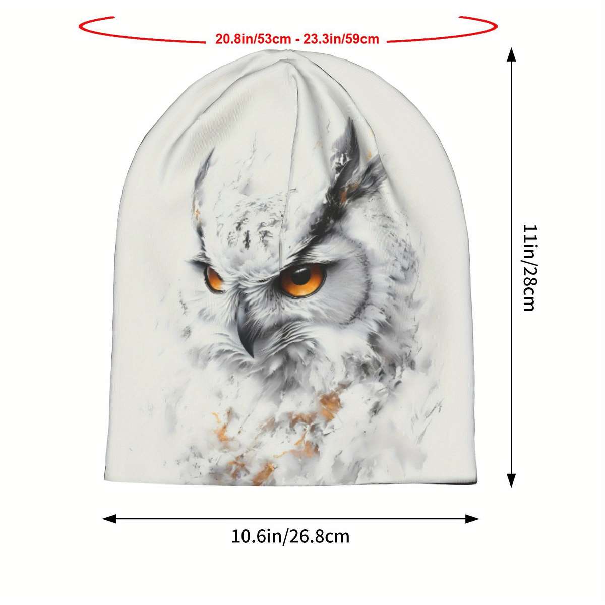 Biihudu Men'S Snowy Owl Beanie Cap Funky Knit Hat With Realistic Owl Design Soft Polyester