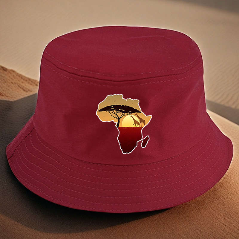 African Landscape Bucket Hat With Sunset Acacia Tree Design C Lightweight Versatile And