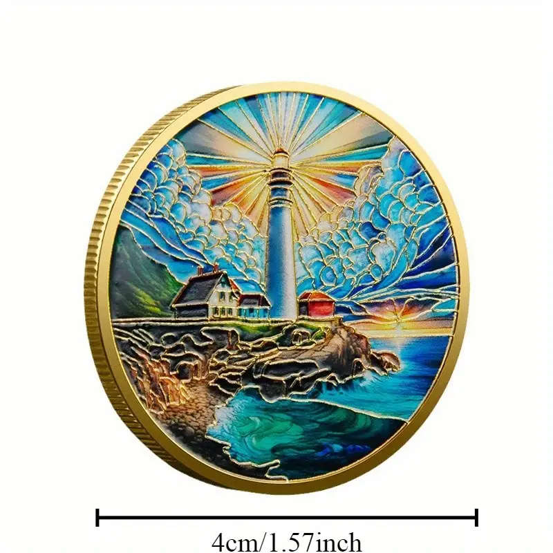 Lighthouse & Ocean Scene Commemorative Coin 40MM Wide