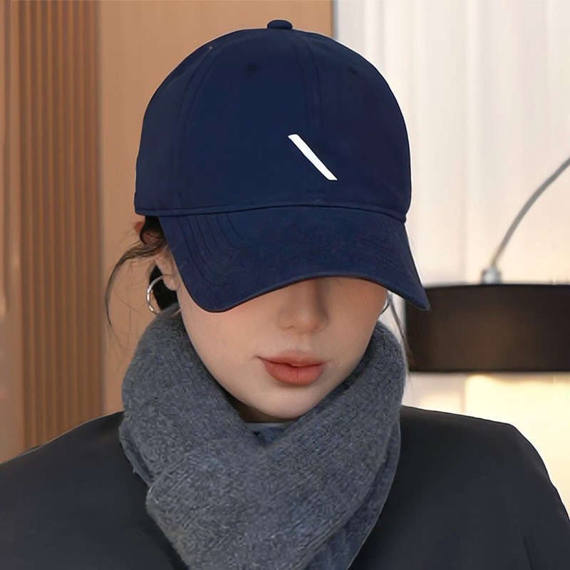 Korean Style Embroidered Baseball Cap For Women Adjustable Lightweight Soft Top Dark B