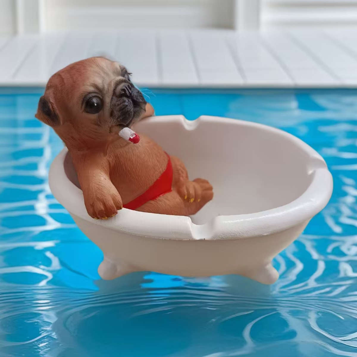 1pc Creative Rogue Puppy Bathing in a Large Ashtray Pool a Unique Ornament a Cute Birthday Gift