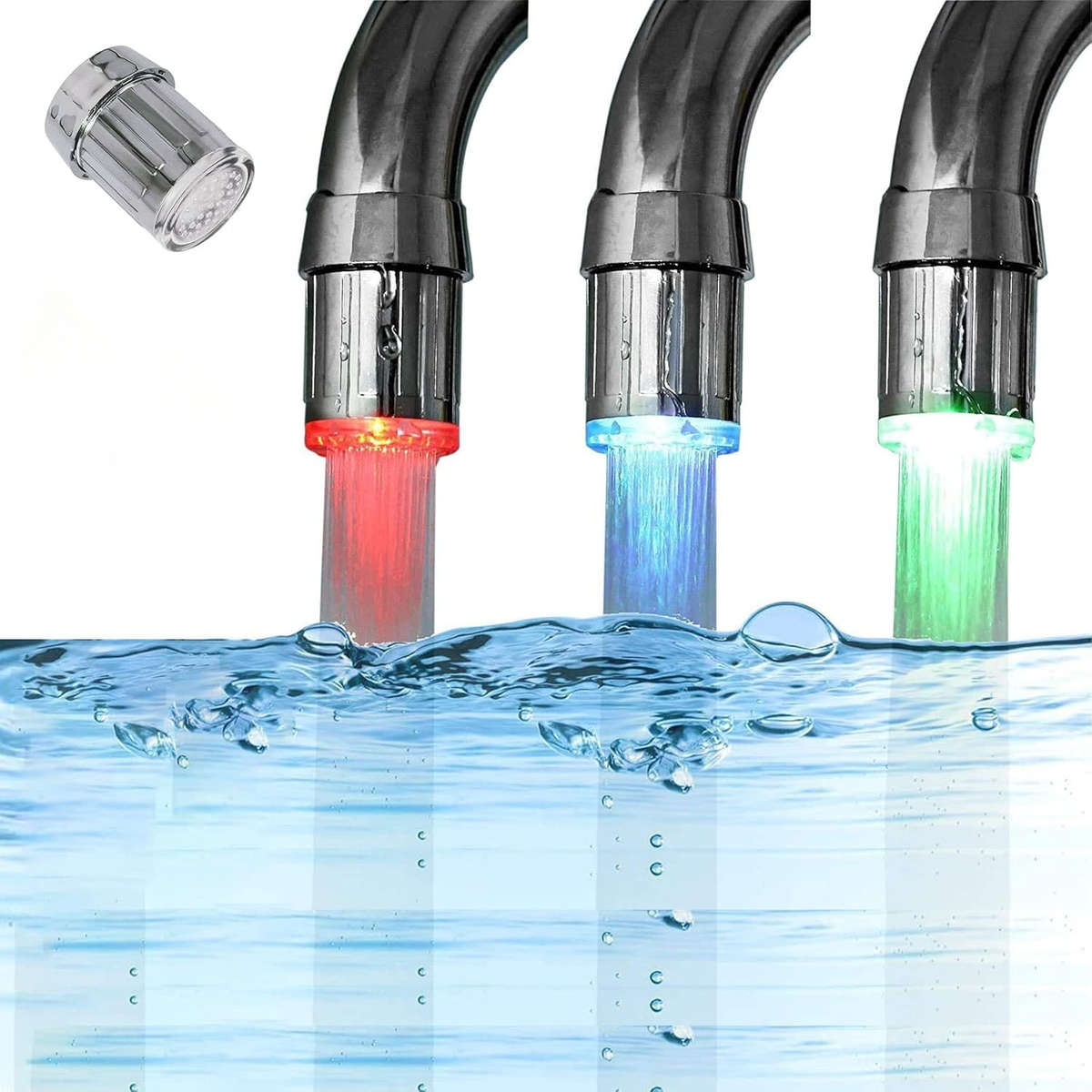 1pc Gradient LED Faucet Light Color Changing Water Stream Plastic Material Fixed LED Tap for