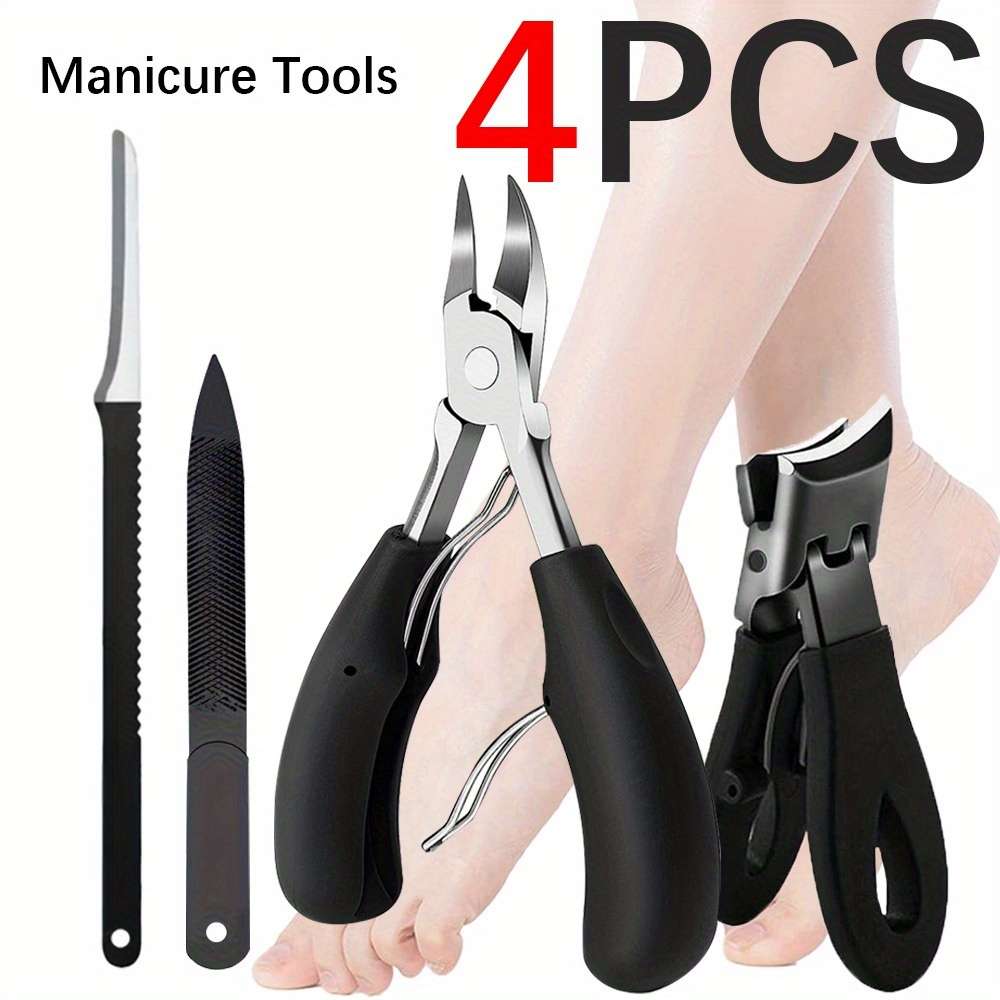 4pcs heavy-duty nail clipper set suitable for thick toenails wide claw toenail trimmers grow
