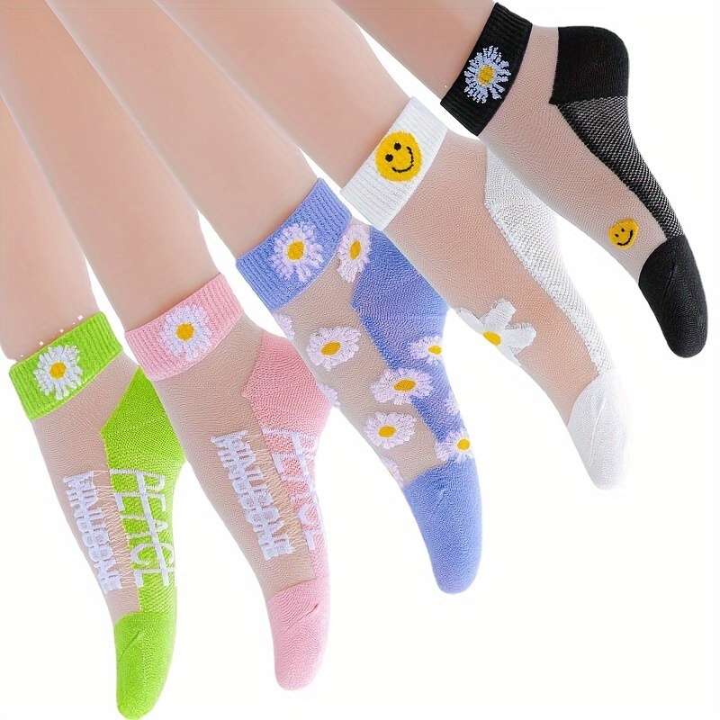 5 Pairs Of Random Colors One Size High Elastic Socks
