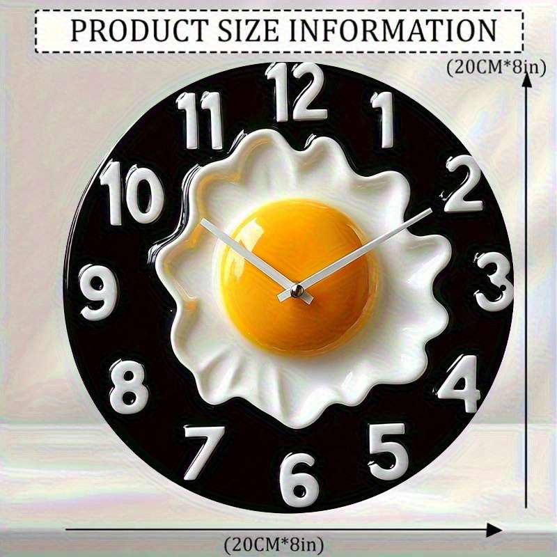 1pc 2D Flat 2D Flat Design Wooden Wall Art Breakfast Theme with Black Background Not real clock